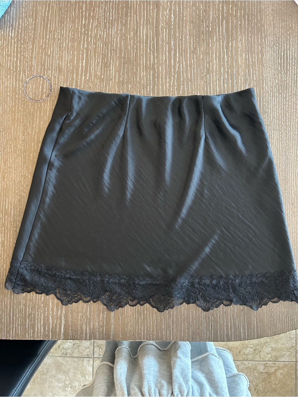 A New Day Black Lace-Trim Slip Skirt